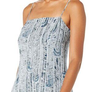 Theory Cami Volume cascade block 100% silk dress teal multi, size 6,  new
